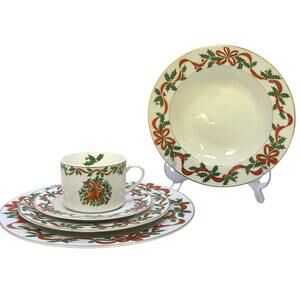 American Atelier 1995-1998 Holiday Ribbon 5-Piece Place Settings-Service for 4